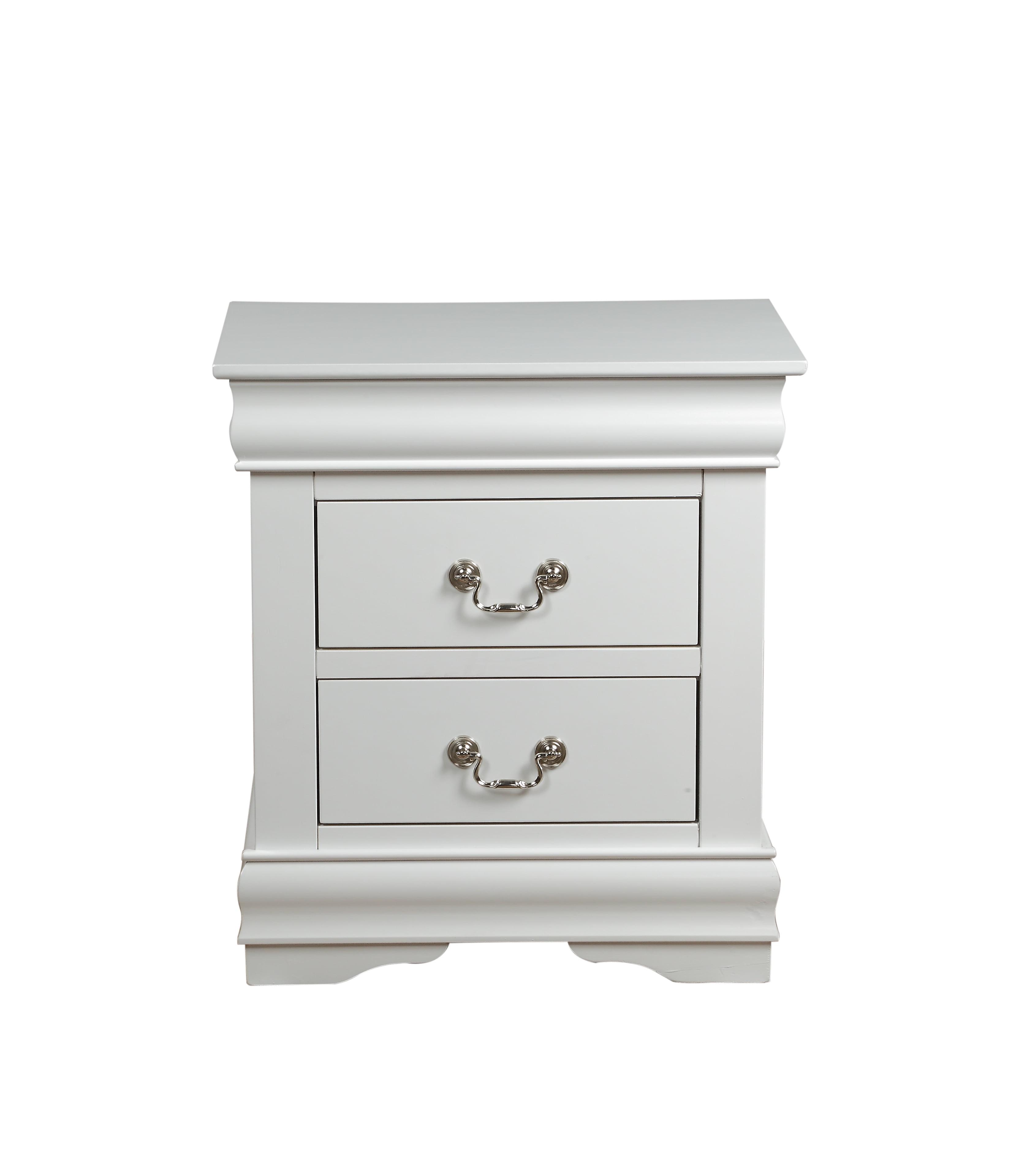 Canora Grey Esa Nightstand In Traditional Design With Two Drawers And Brushed Nickel Metal Handle | Wayfair