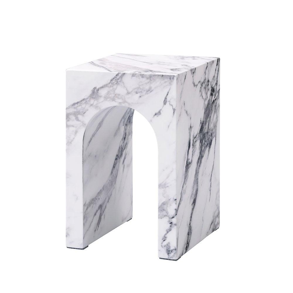 Fritzy Square End Table In White Engineered Stone