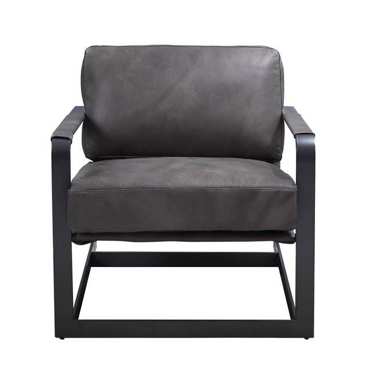 Locnos 33" Gray Top Grain Leather & Metal Frame Accent Chair