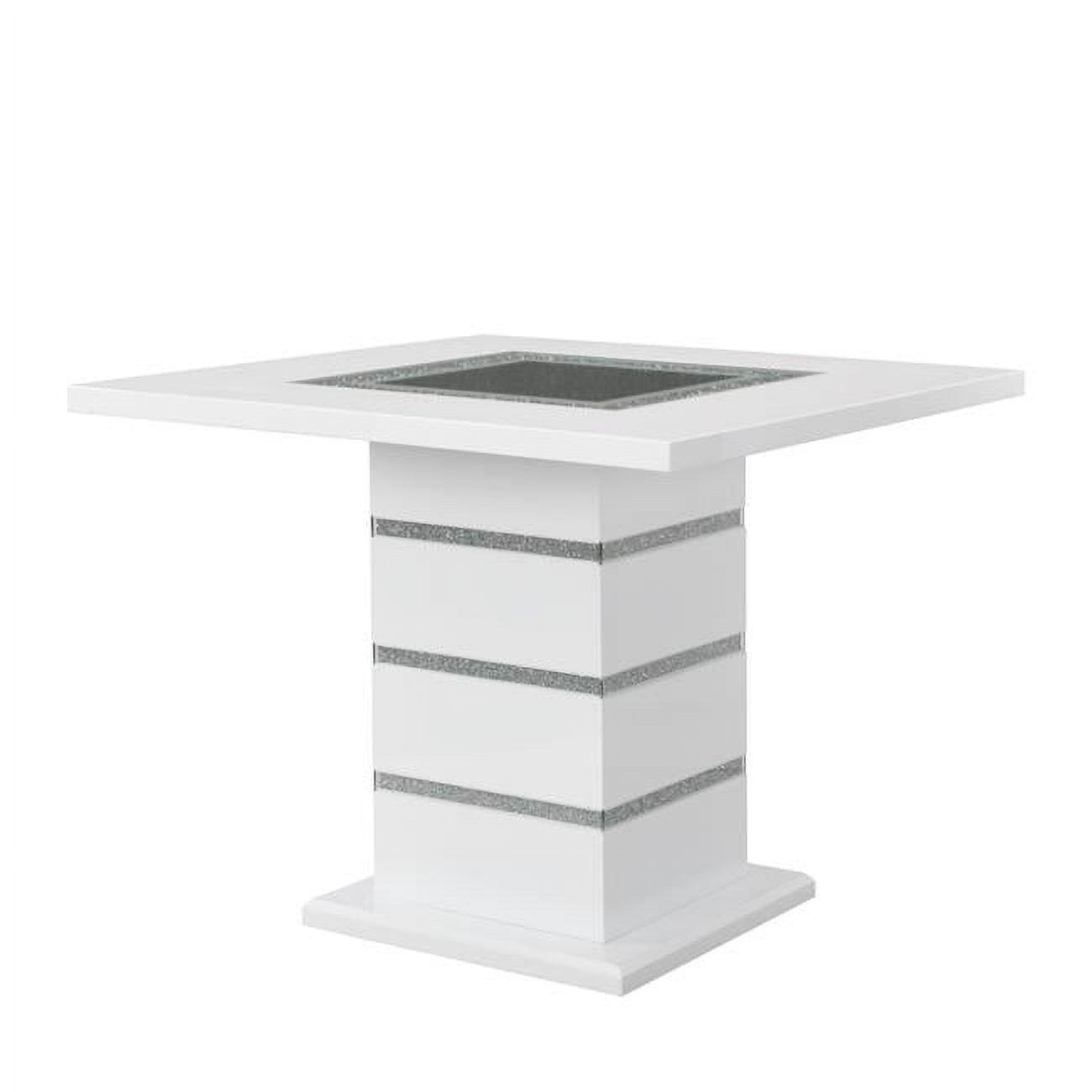 Elizaveta 47" Square High Gloss Counter Height Table with Faux Crystal