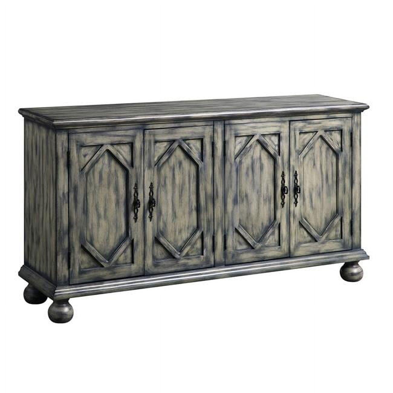 Rustic Gray 60'' Rectangular Console Table with Patterned Doors