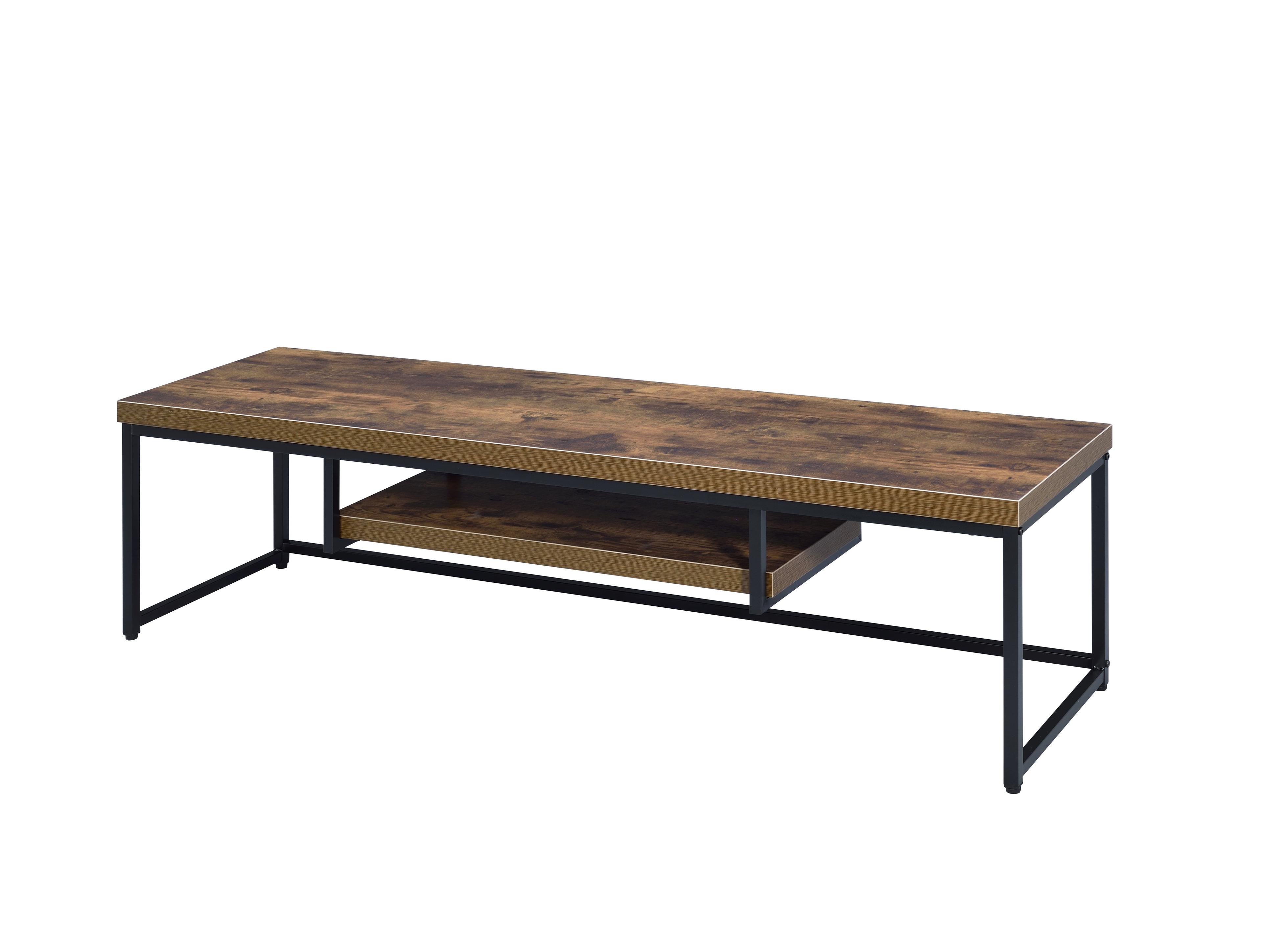 Weathered Oak and Black Industrial Media Console