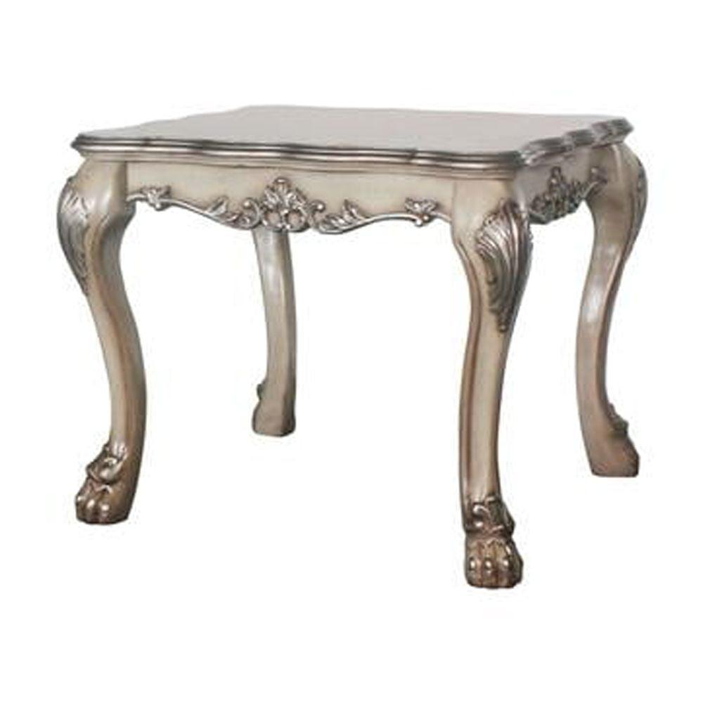 28" Dresden Coffee Table Vintage Bone White - Acme Furniture: Claw Feet, Carved Details