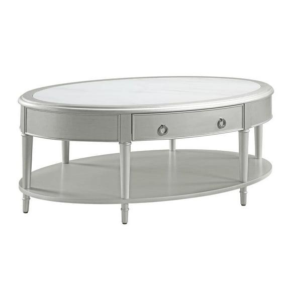 Acme Furniture Furniture Kasa Wood Coffee Table with Drawer in Sintered Stone/Champagne