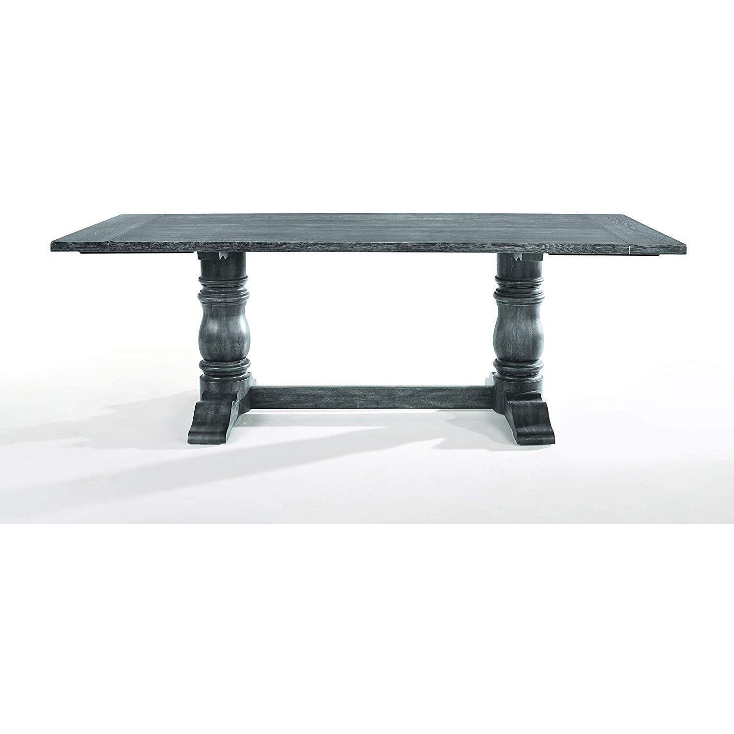 Rustic Weathered Gray Wood Rectangular Dining Table with Trestle Base