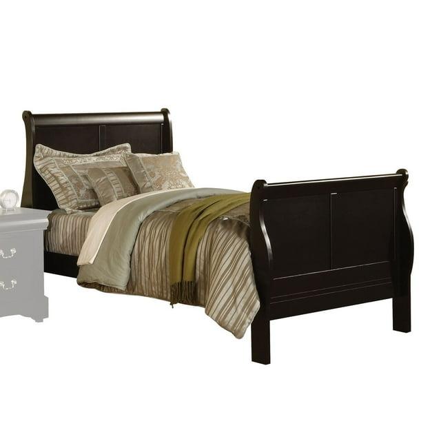 85" Full Bed Louis Philippe Bed Black - Acme Furniture: Linen Upholstery, Wood Frame, Finials Design