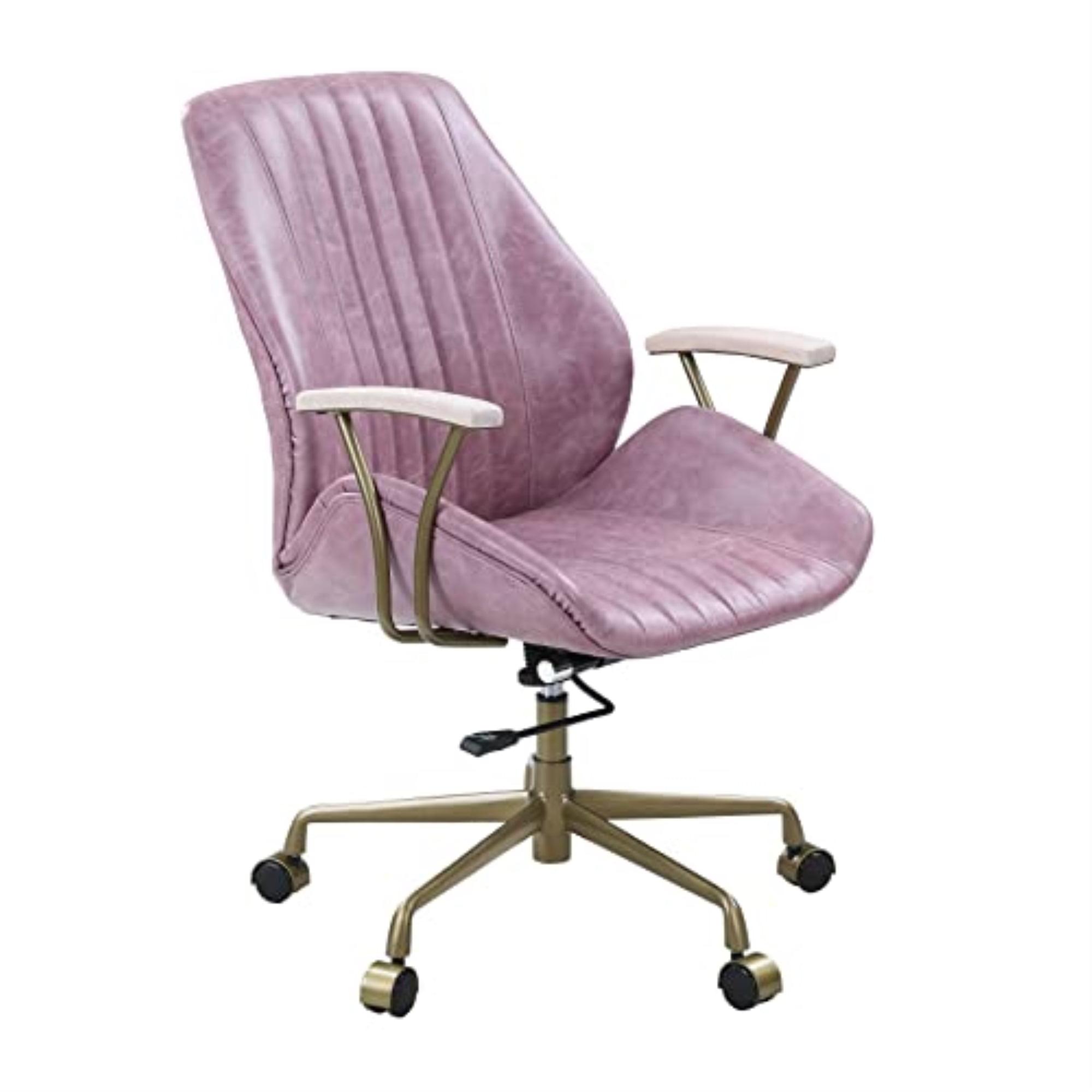 Hamilton Pink Genuine Leather Swivel Task Chair with Metal Base