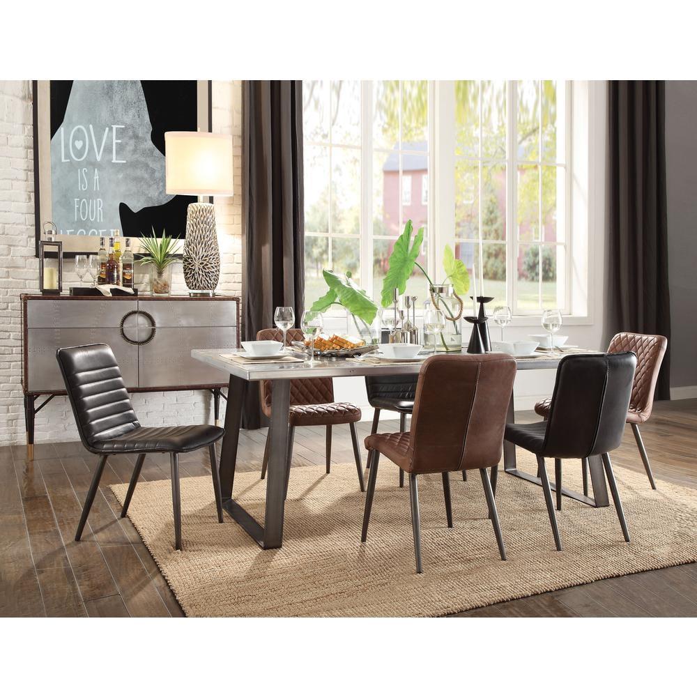 17 Stories 19'' H Genuine Leather Upholstered Side Chair (Set of 2)