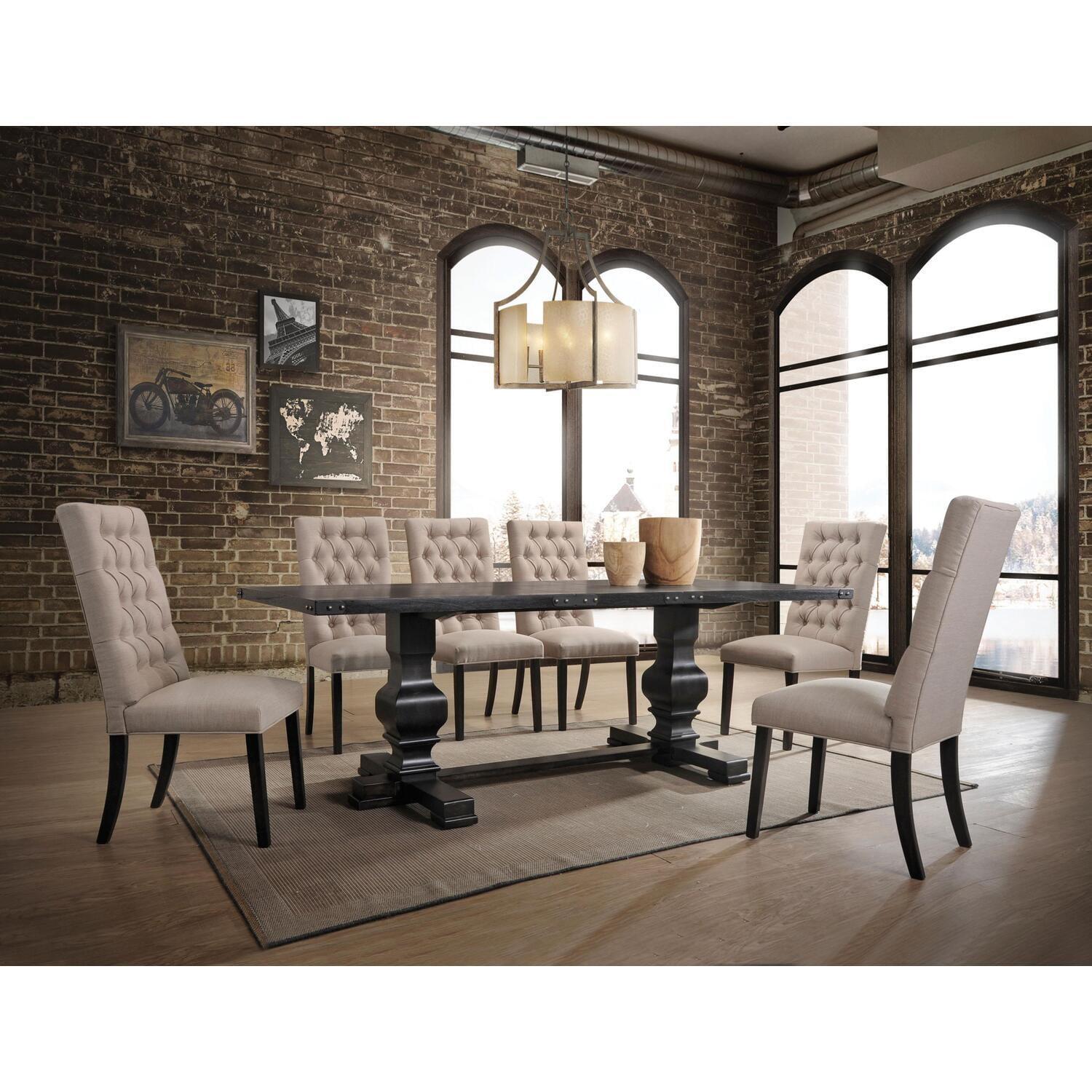 Morland Dining Table Vintage Black - Acme Furniture: Rectangular, Non-Extension, Seats 6