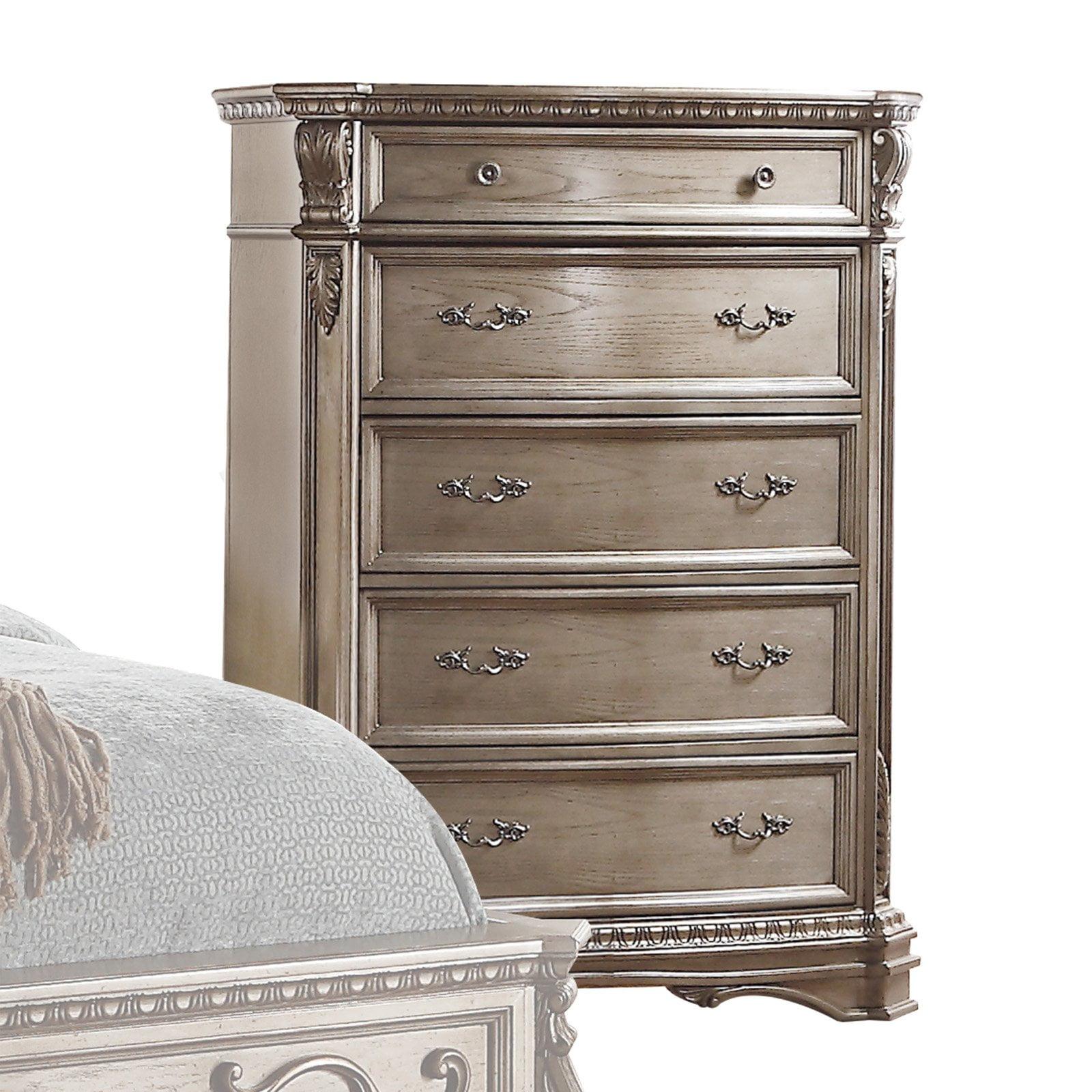 Elegant Gray 45" Antique Silver Chest with Dovetail Drawers