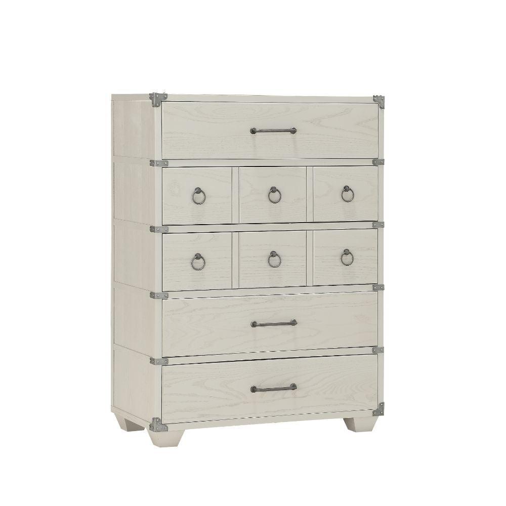 Orchest Gray Wooden 5-Drawer Chest with Mixed Pull Knobs