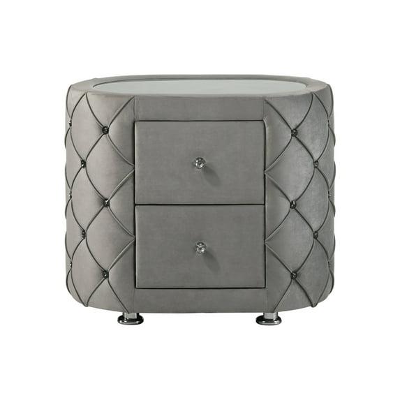 Acme Furniture Perine Nightstand in Gray Velvet