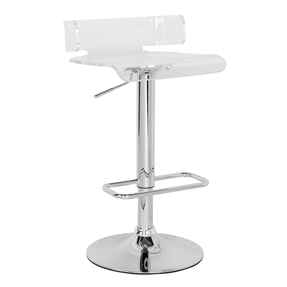 Rania Red and Chrome Adjustable Swivel Acrylic Bar Stool