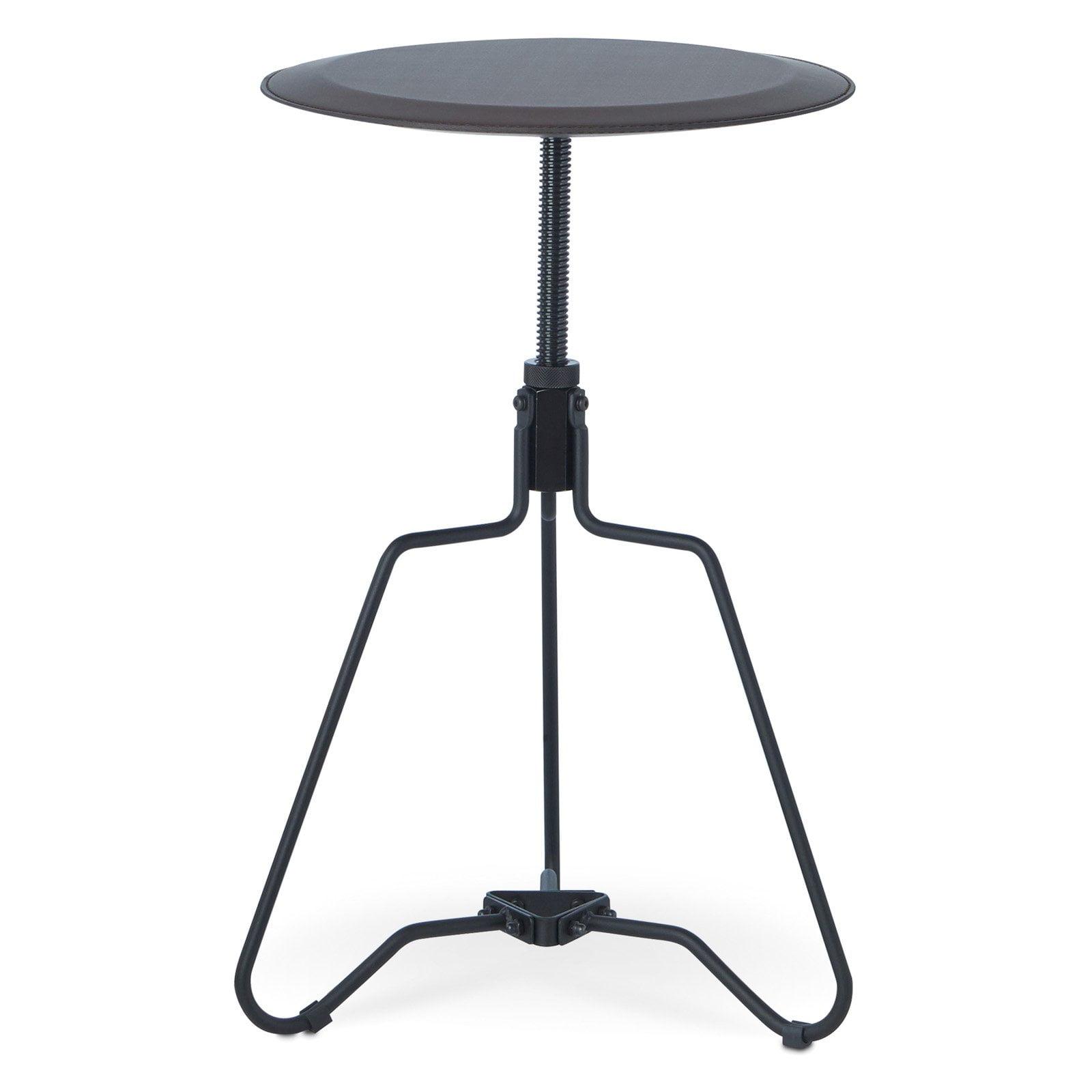 Espresso and Black Adjustable Round Wood Metal End Table