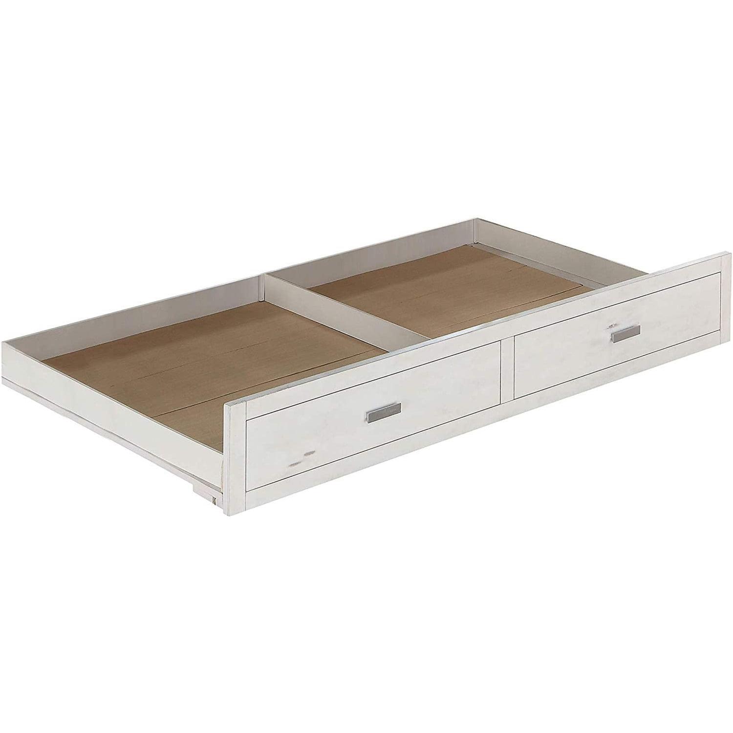 Twin Weathered White & Washed Gray Wood Trundle with Storage