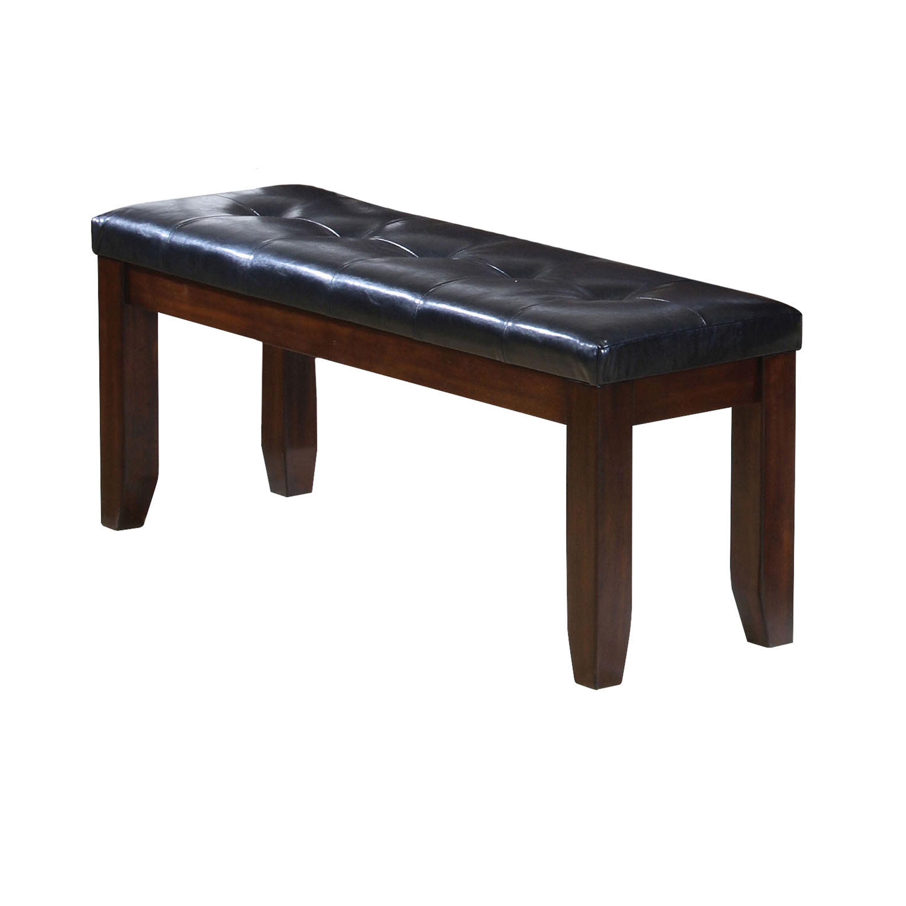 Acme Furniture Urbana Dining Bench, Black PU & Cherry 48"L x 16"D x 20"H