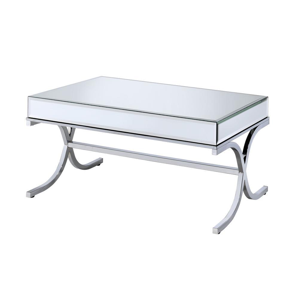 Acme Furniture Yuri Coffee Table, Mirrored Top & Chrome