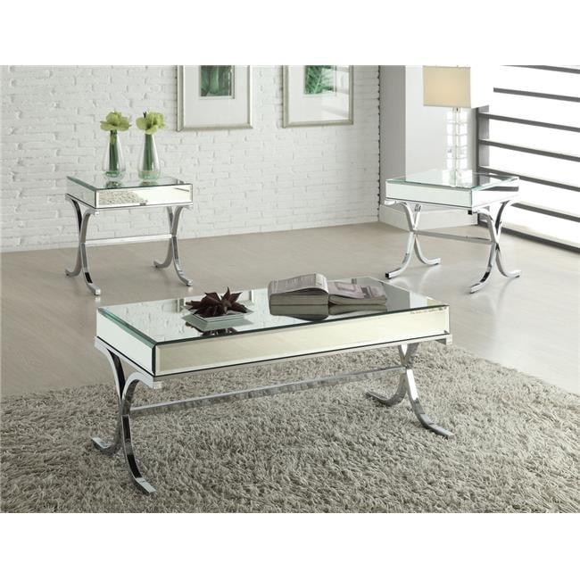 Acme Furniture Yuri Coffee Table, Mirrored Top & Chrome