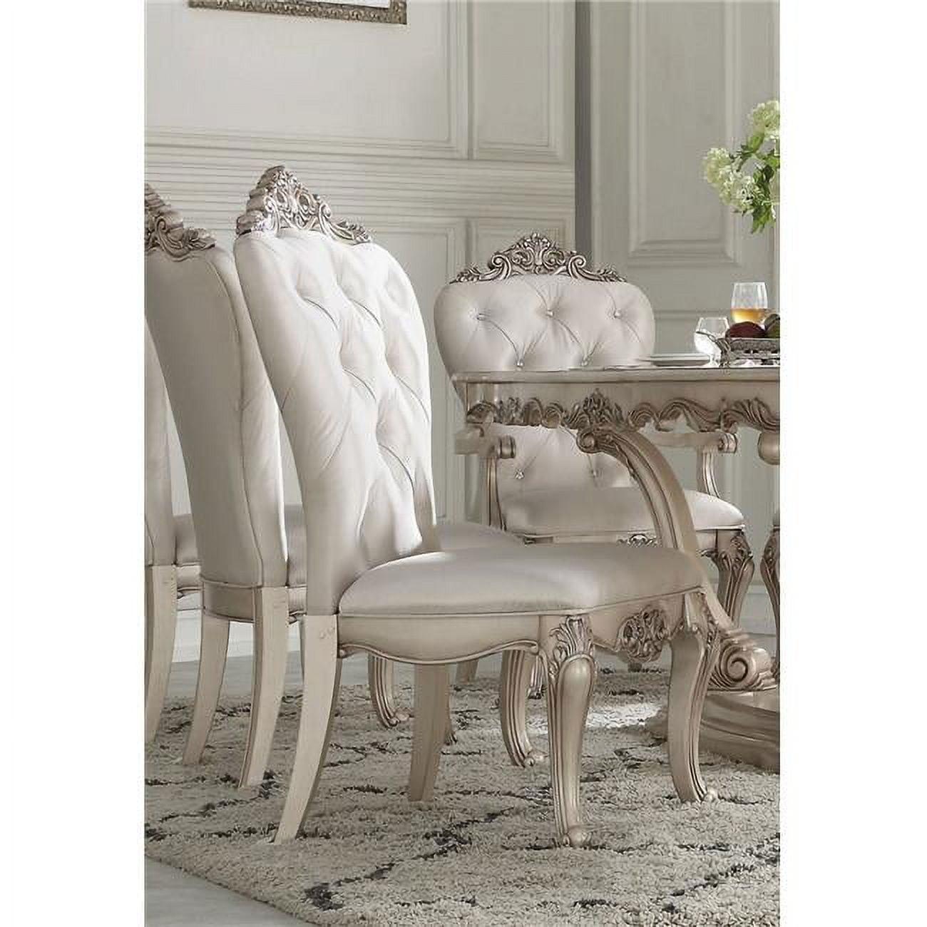 Elegant Antique White and Cream Tufted Upholstered Side Chair