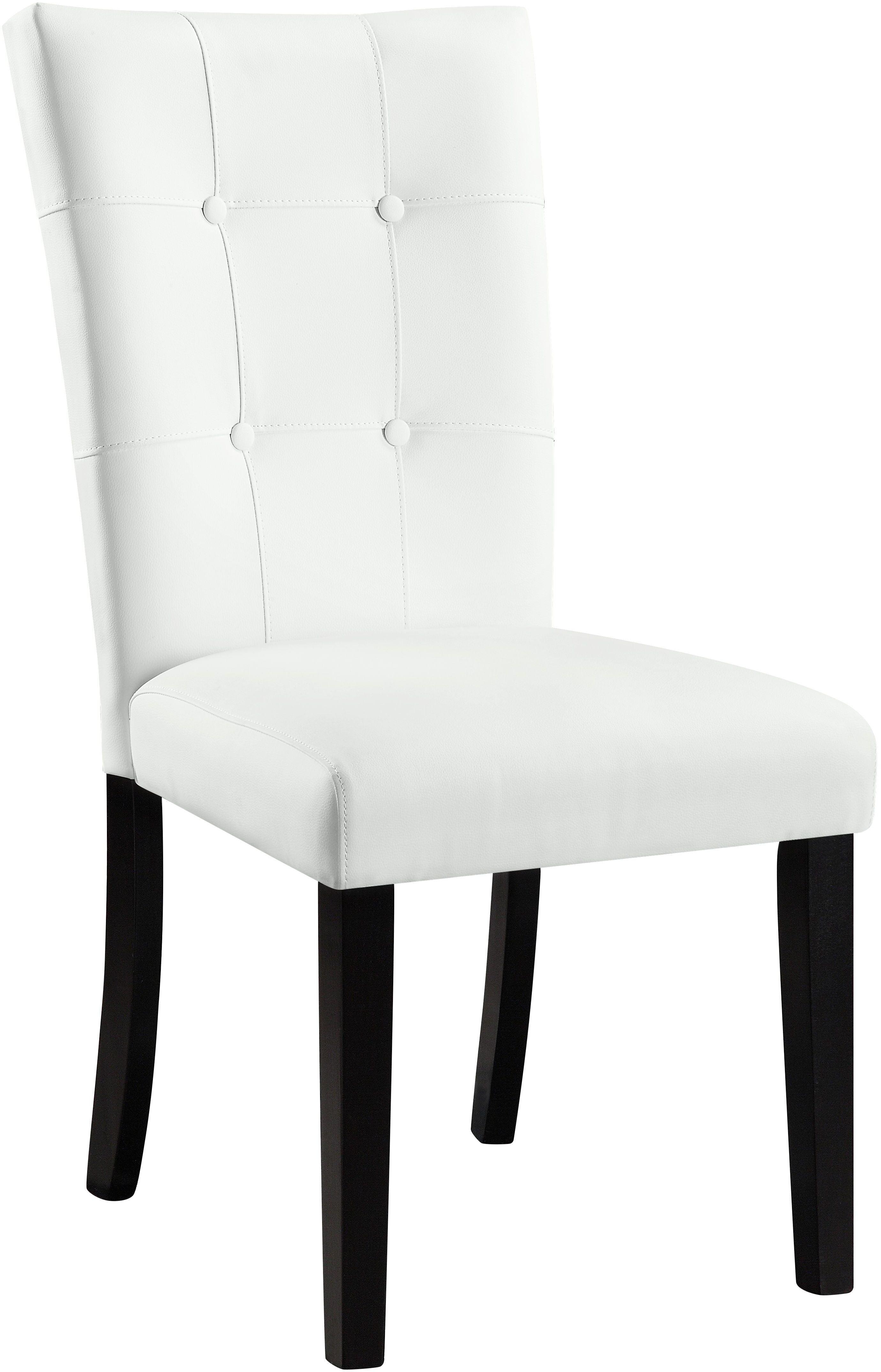 White Faux Leather Upholstered Side Chair with Black Wood Legs