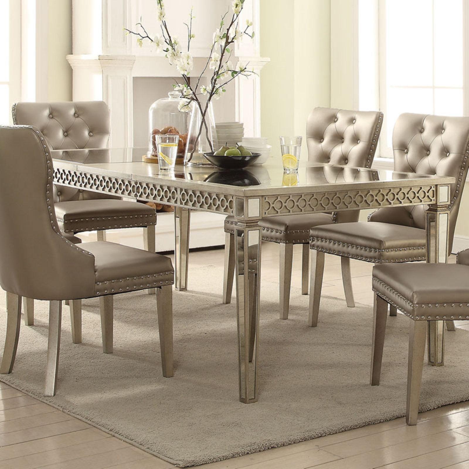 Champagne Mirrored Extendable Rectangular Dining Table