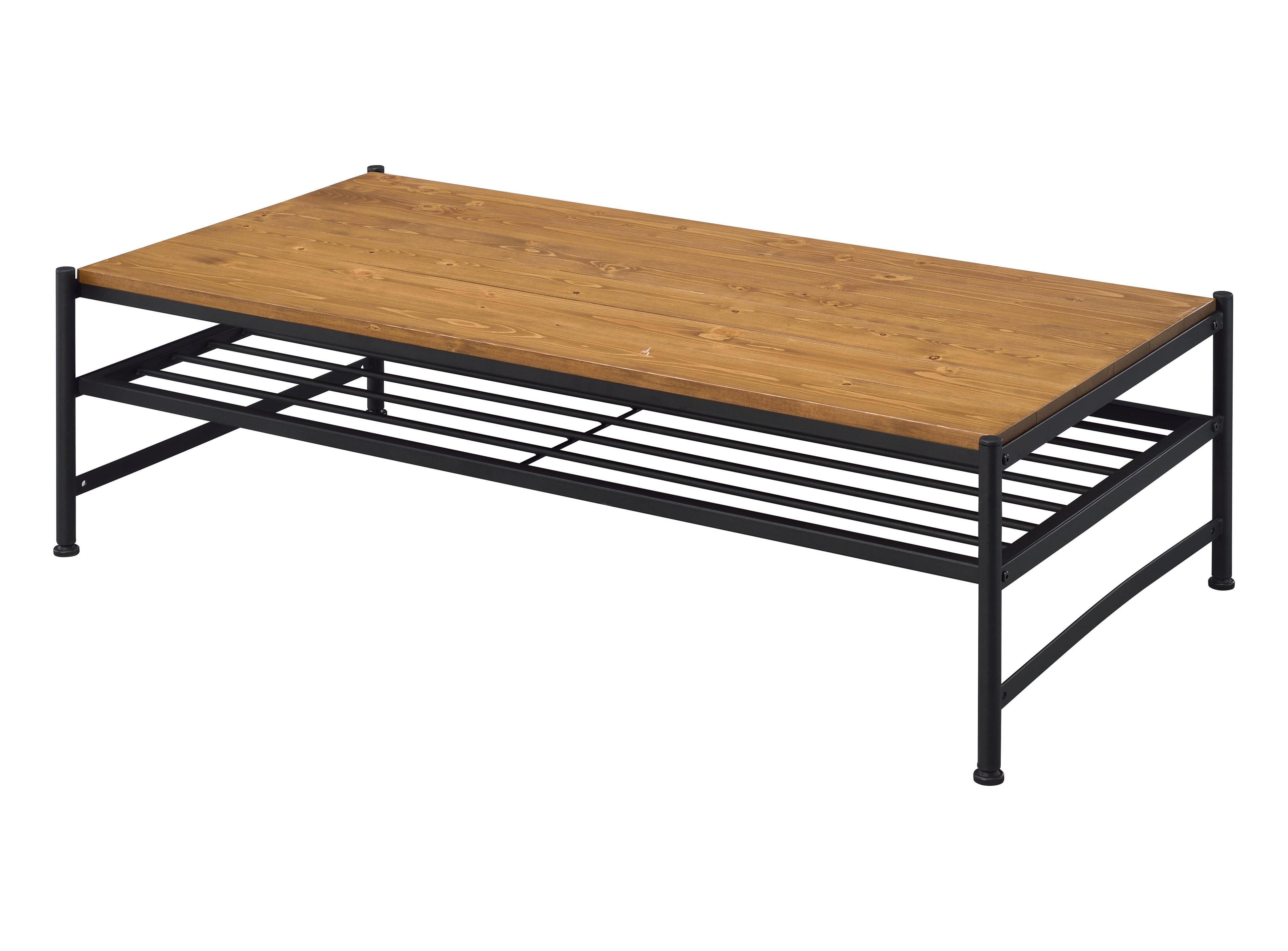 Kande 24"x47" Rectangular Oak & Black Coffee Table with Storage