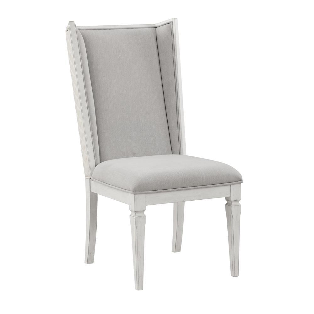 22.25" Katia Dining Chair Light Gray Linen and Weathered White Finish - Acme Furniture