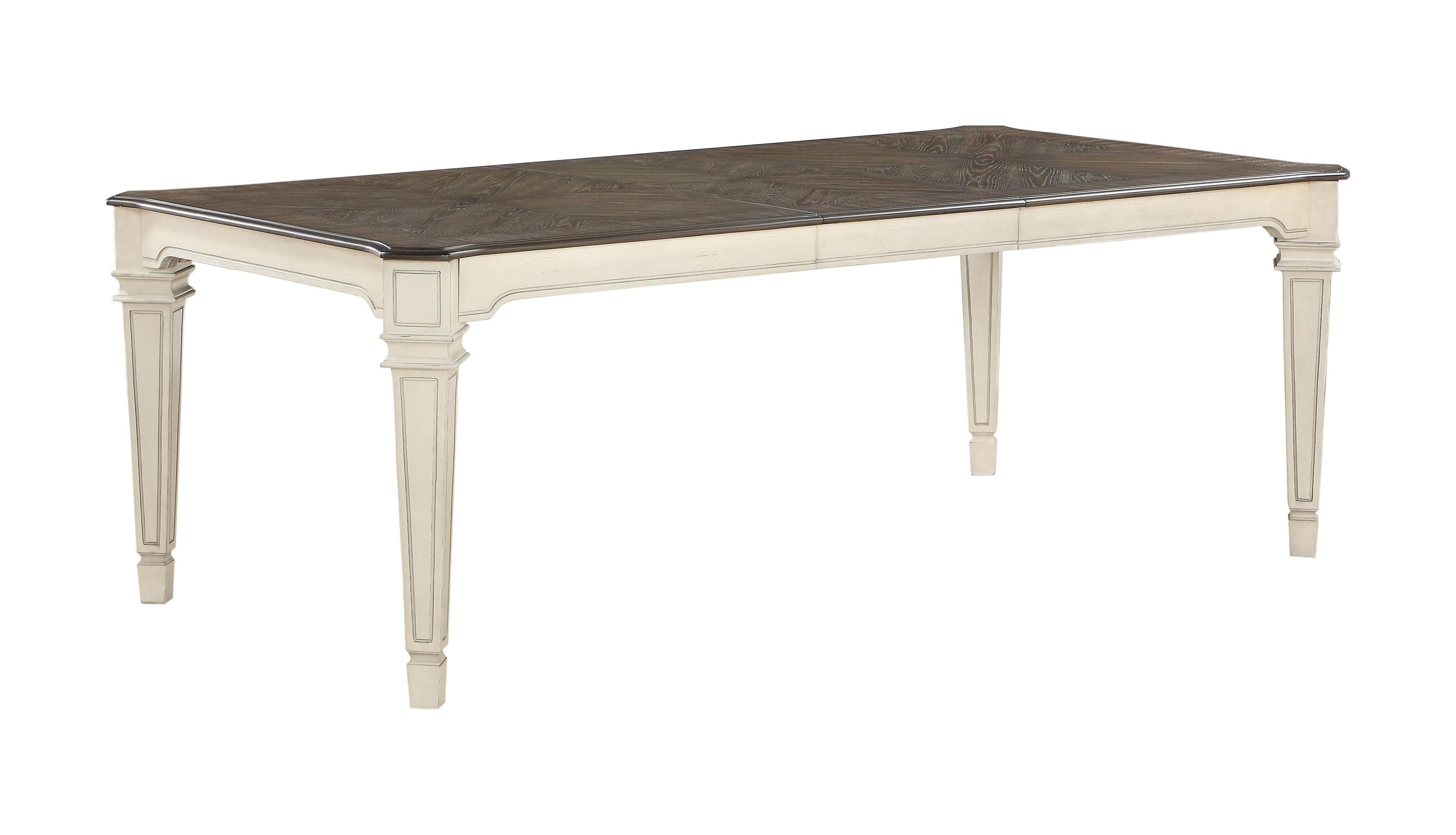 Kayley Cottage-Style Extendable Dining Table in Light Oak and Antique White