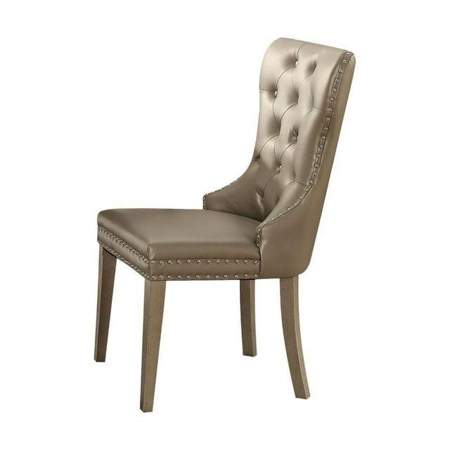 Hokku Designs Kacela Champagne Synthetic Leather & Champagne Finish Side Chair (Set Of 2)