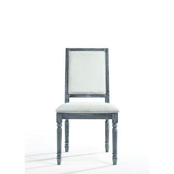 Acme Linen Dining Side Chair with Turned Legs Set of 2 Gray- Saltoro Sherpi Indoor Dining Chairs