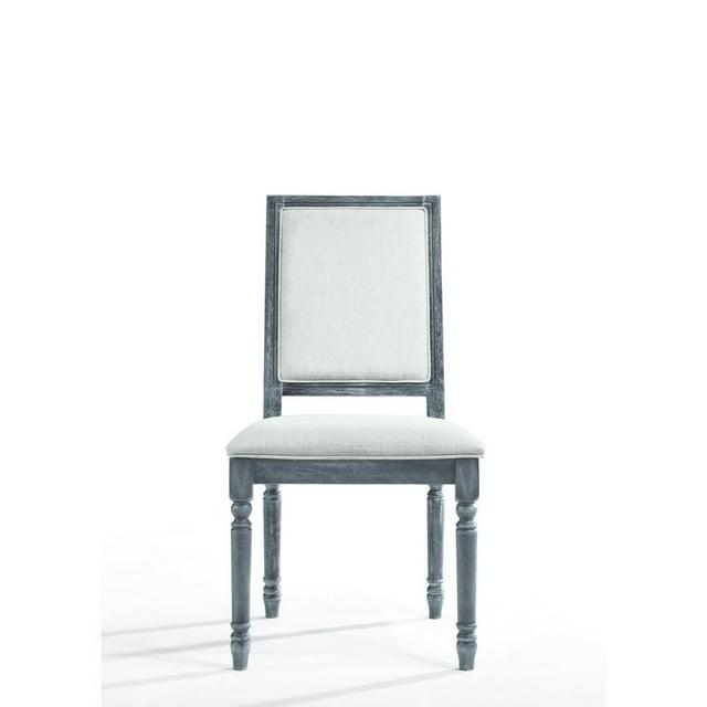 Acme Linen Dining Side Chair with Turned Legs Set of 2 Gray- Saltoro Sherpi Indoor Dining Chairs