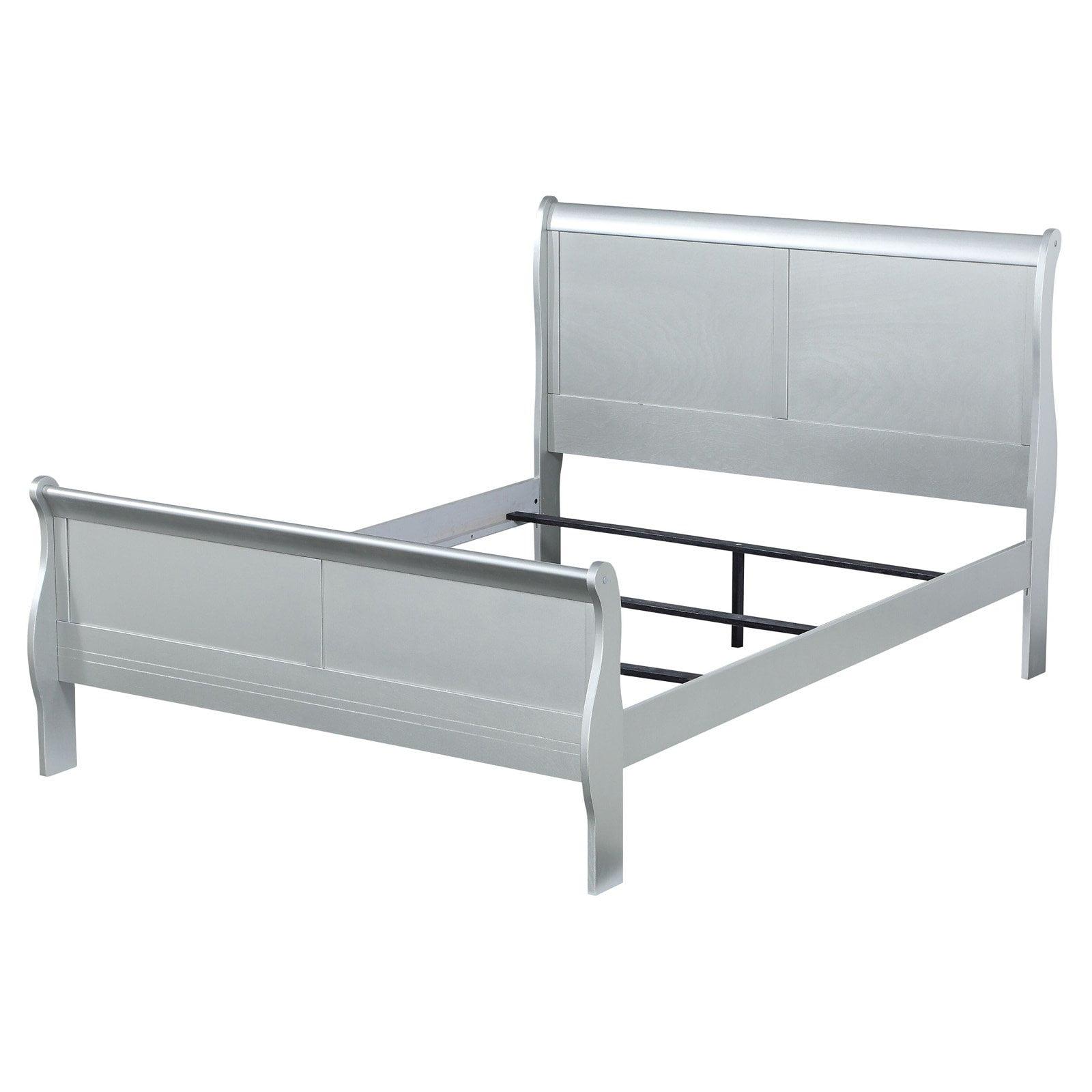 Platinum Full Wood Frame Sleigh Bed with Drawers