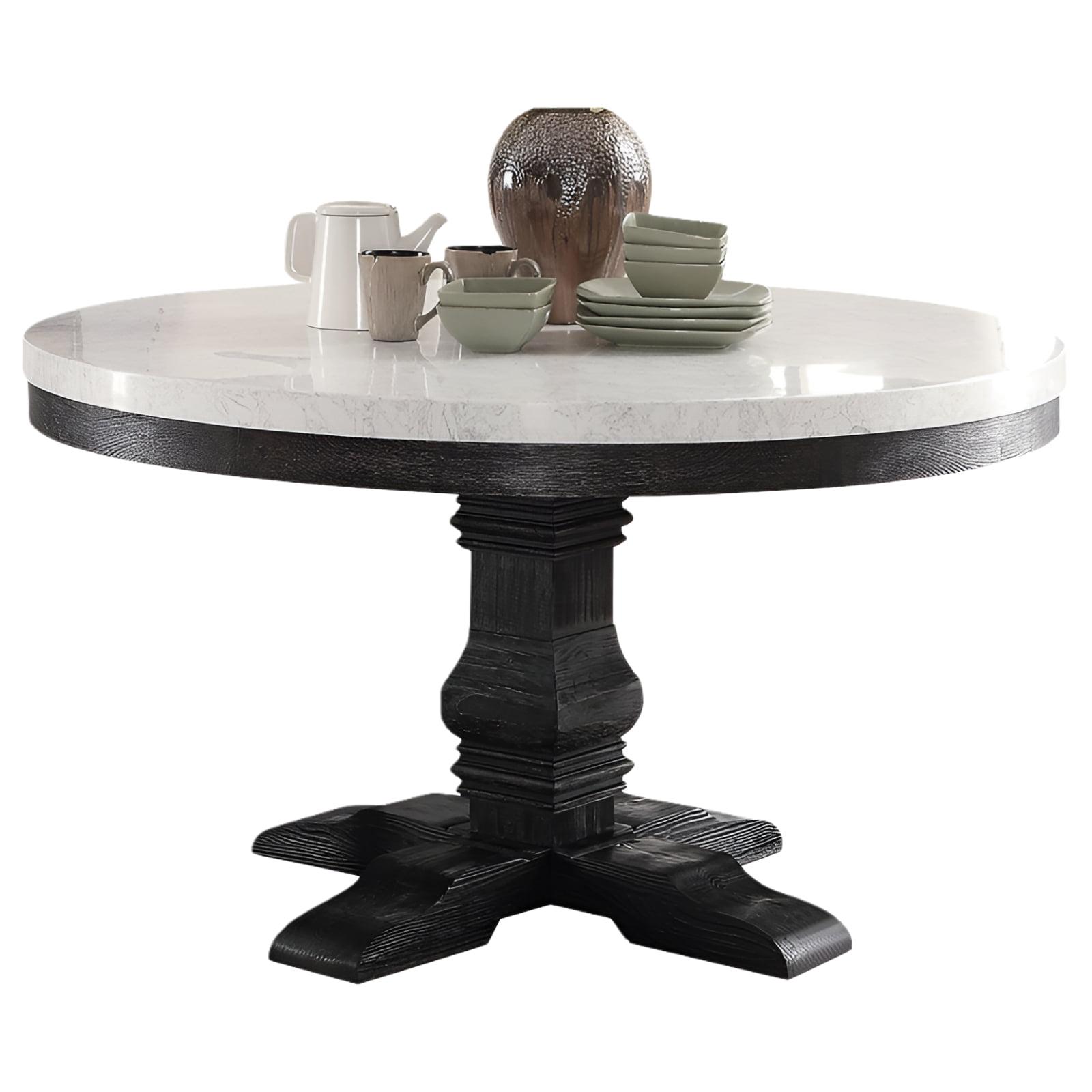 Nolan Dining Table White Marble/Salvage Dark Oak - Acme Furniture