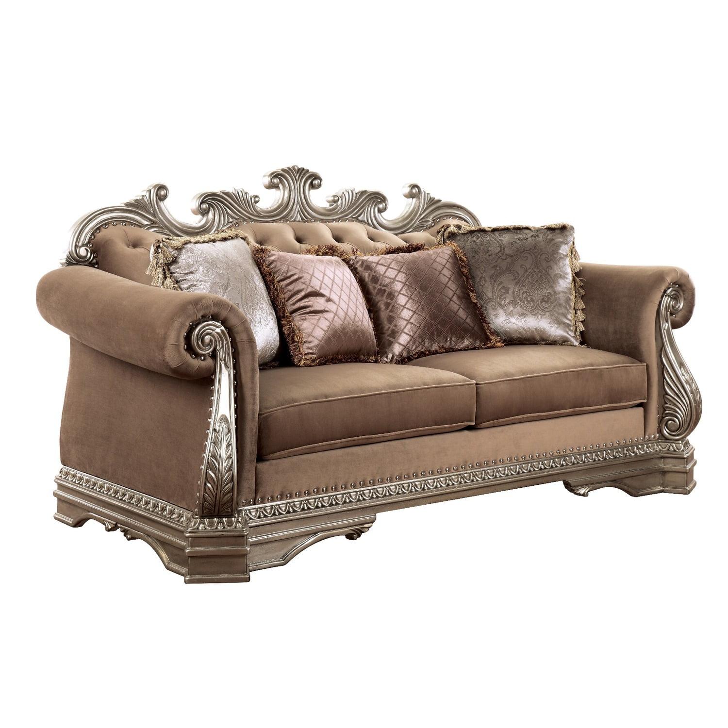 Elfrieda 80'' Brown Velvet Rolled Arm Loveseat