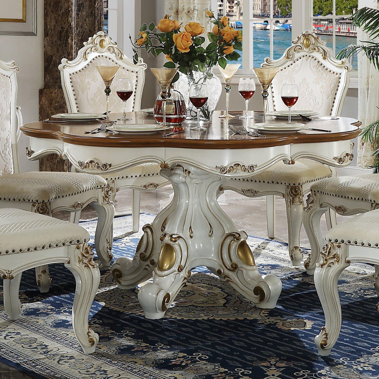 Elegant Pearl and Cherry Oak 62" Round Wooden Dining Table