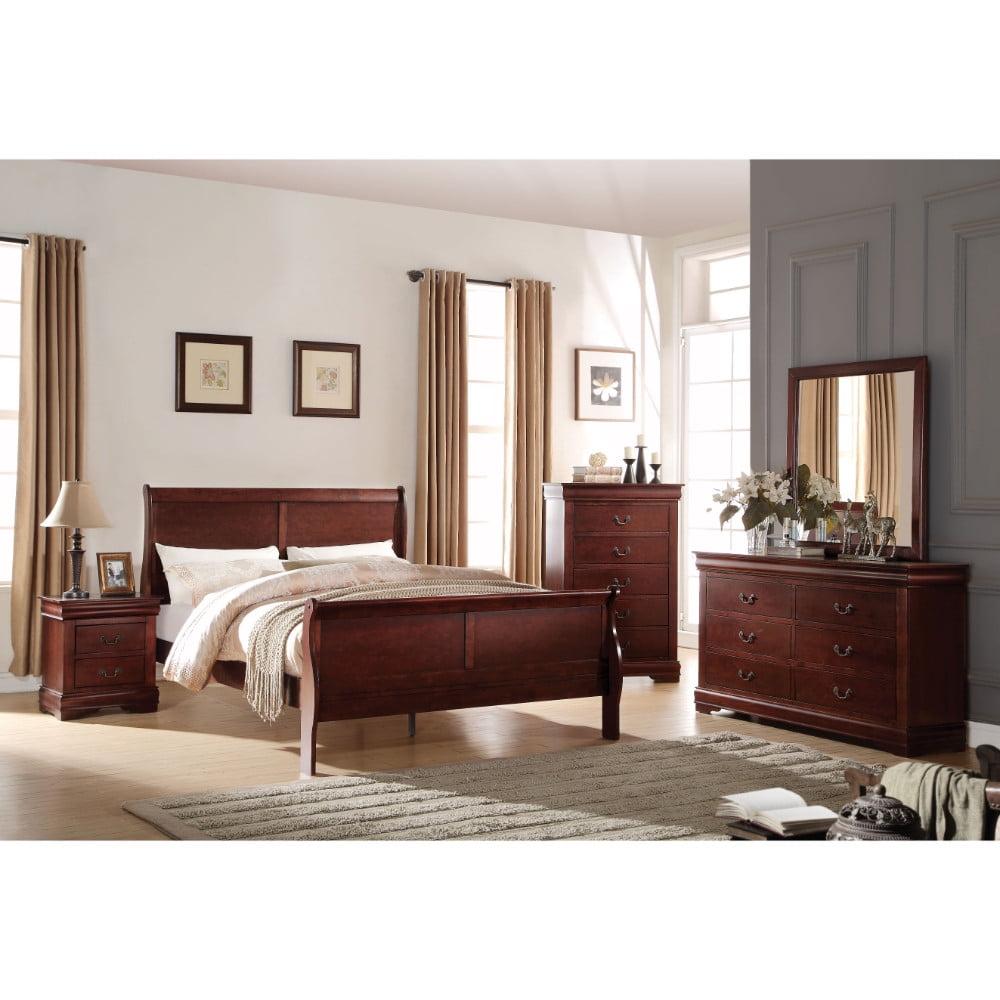 Acme Simple Relax Queen Bed, Brown Cherry Finish