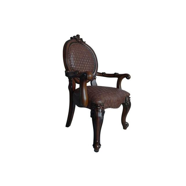 Acme Furniture Versailles 26" Dining Chairs Cherry Finish: Leather Upholstery, Nailhead Trim, No Assembly Required