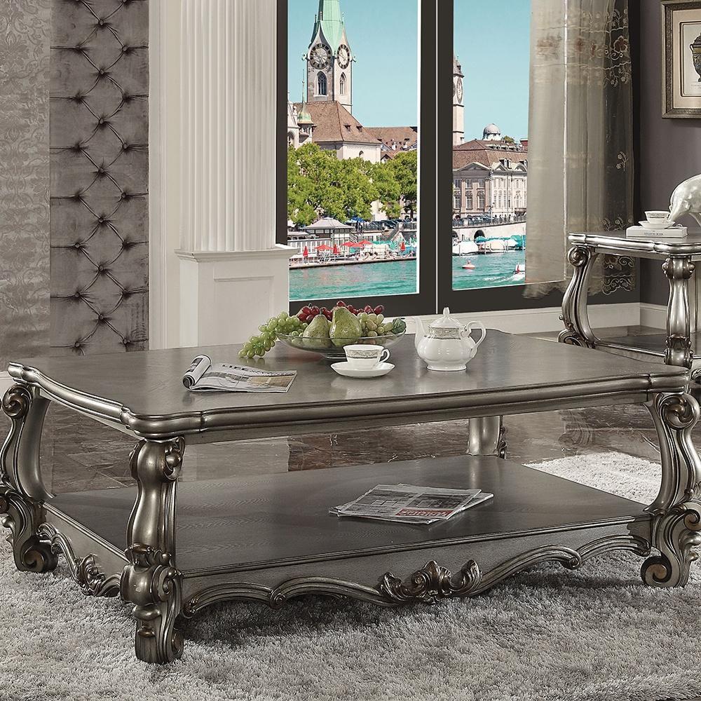 Acme Versailles Coffee Table, Antique Platinum