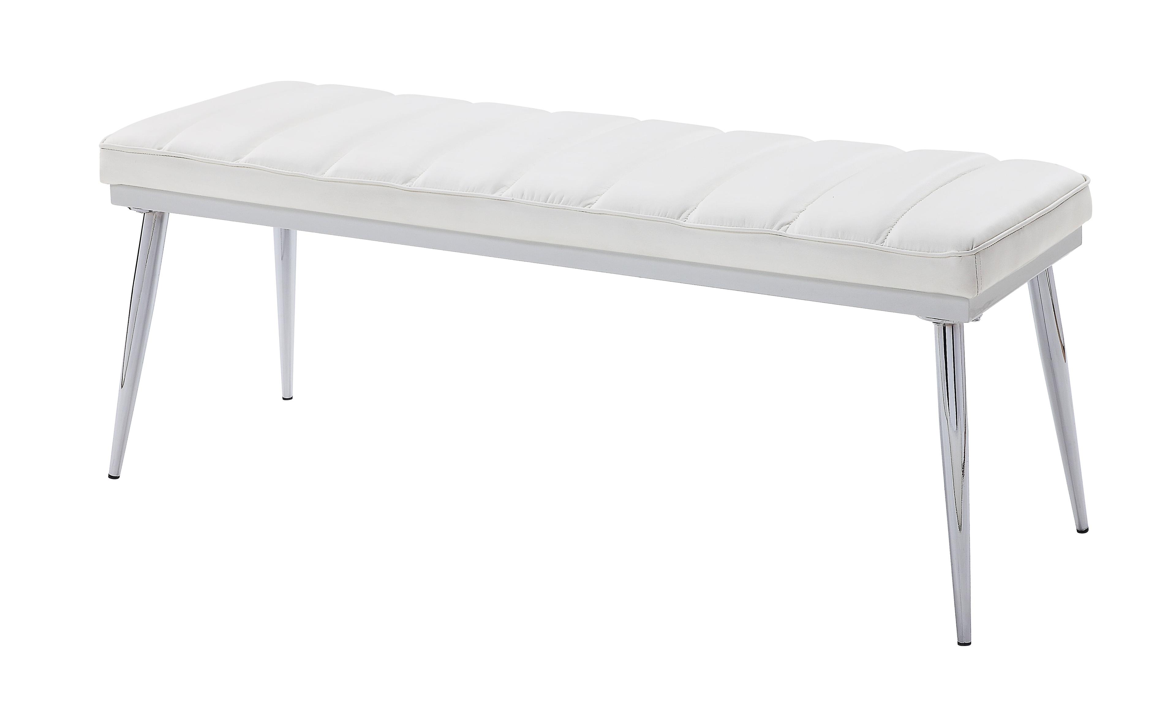 Weizor Bench White Faux Leather/Chrome - Acme Furniture