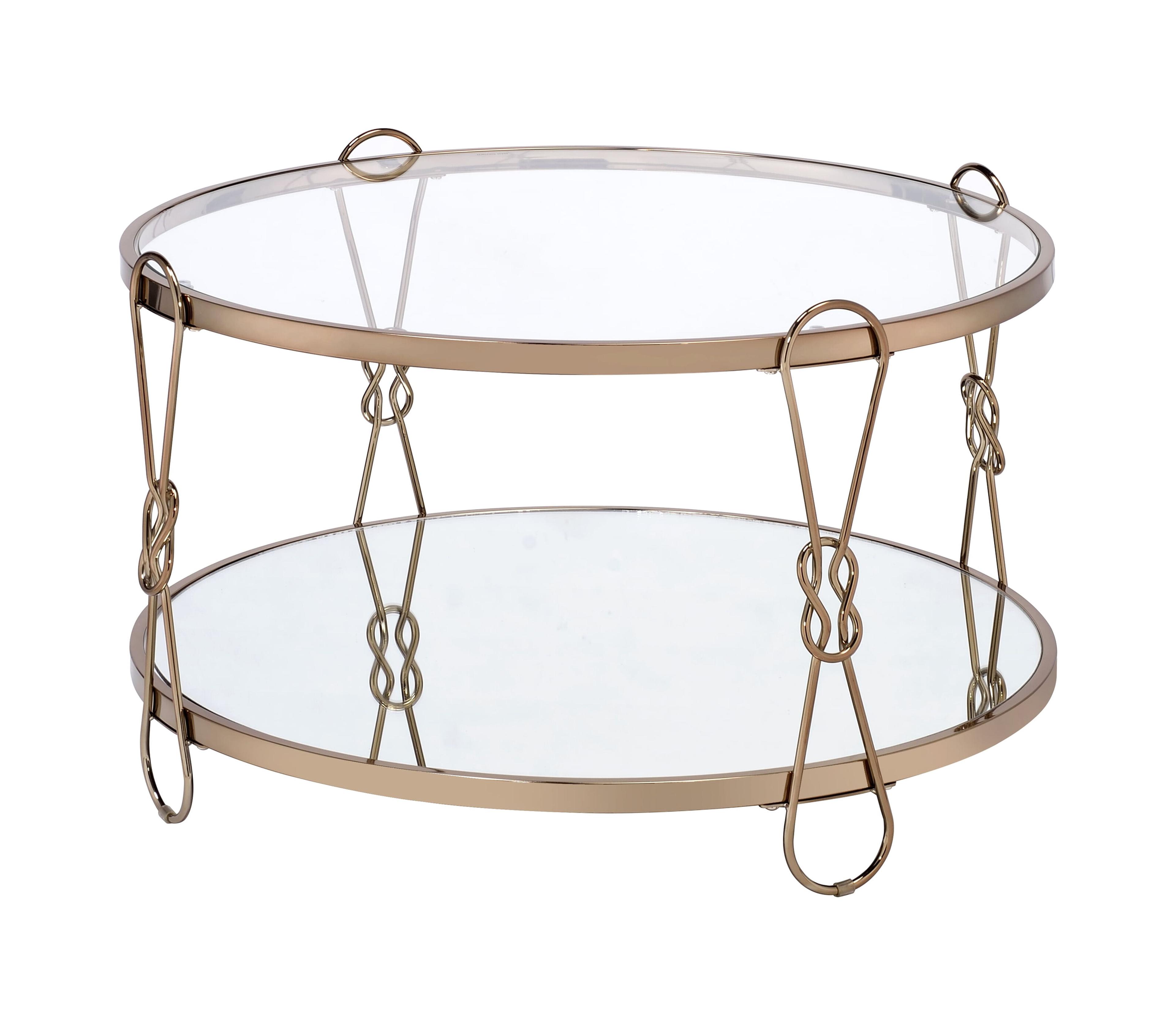 Acme Zekera Metal Frame Coffee Table in Champagne & Glass