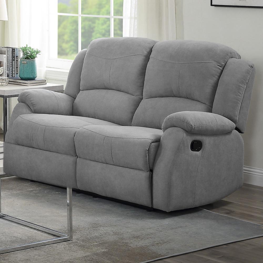 Zorina 61" Gray Linen Reclining Loveseat with Pillow-top Arms