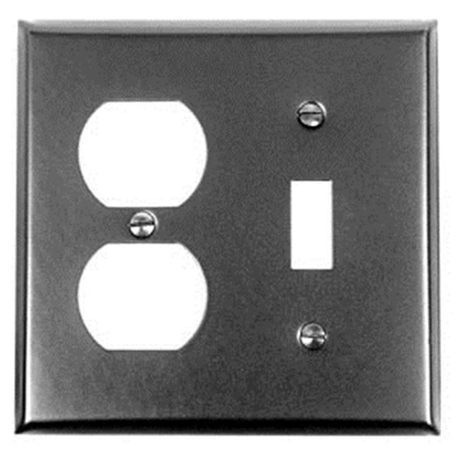 Black Iron 2-Gang Duplex Outlet and Toggle Switch Plate