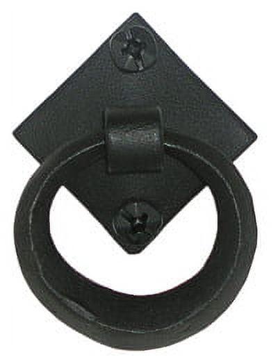 Matte Black Iron Rustic Drop Ring Pull with Mounting Hardware