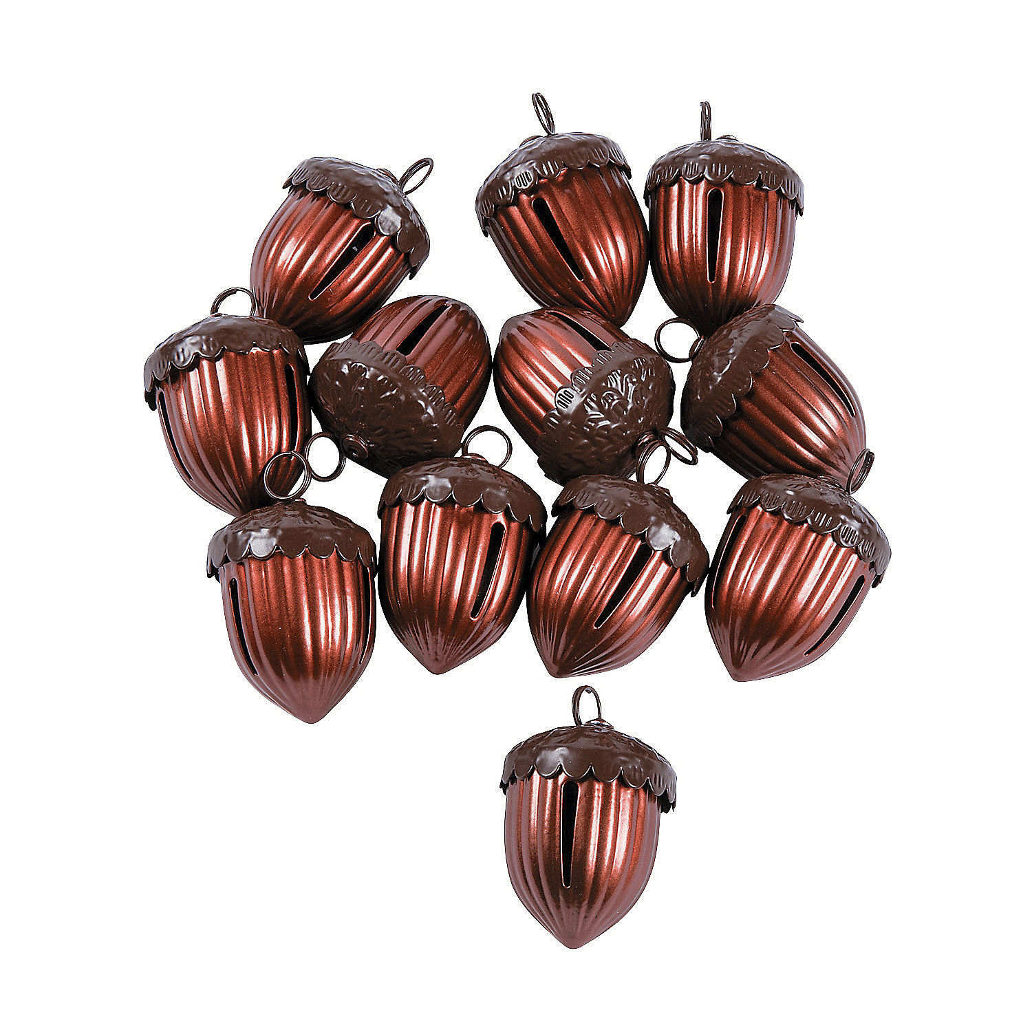 Bronze Acorn Shaped Metal Jingle Bells - 12 Pieces