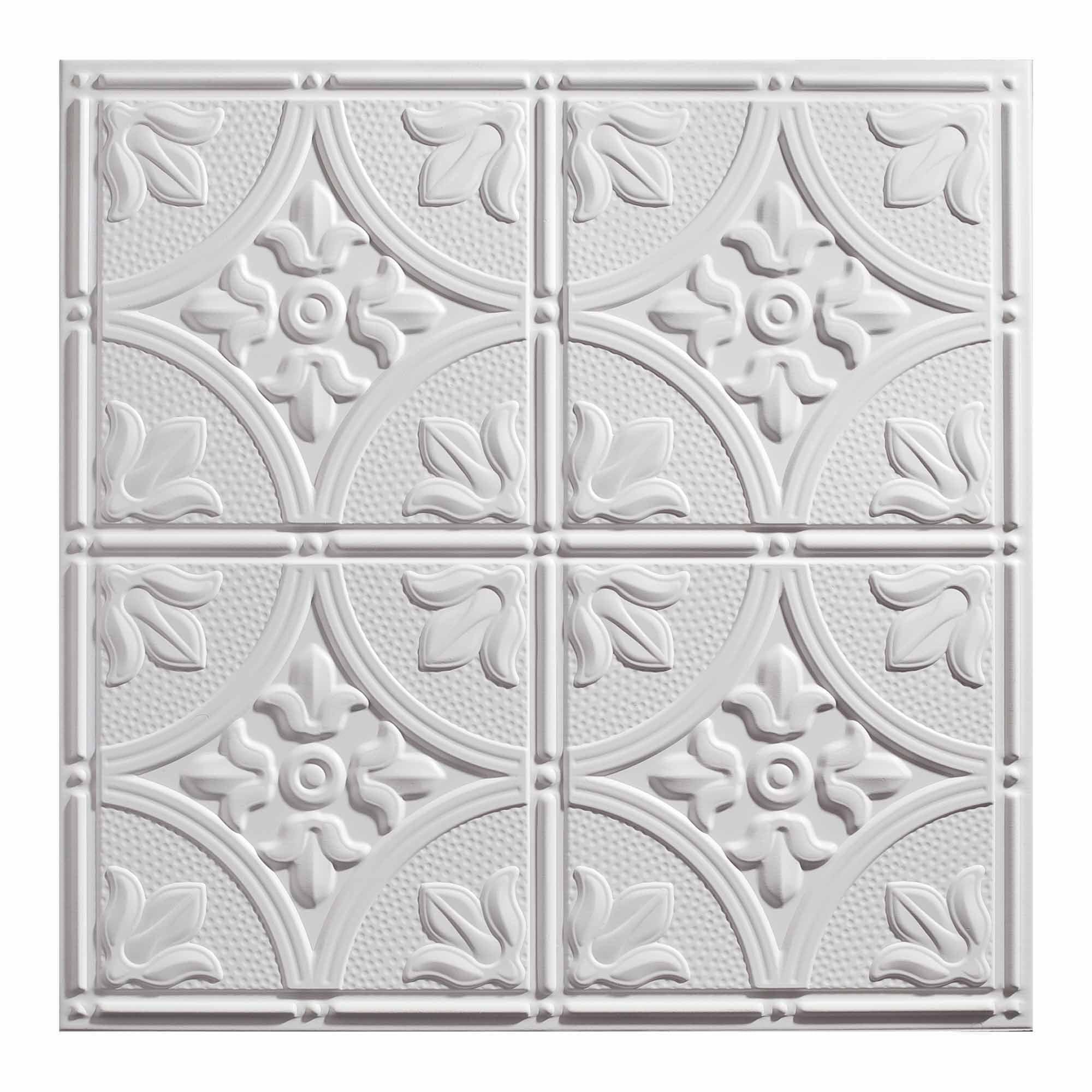 White Antique Embossed PVC Lay-In Ceiling Tiles, 24" x 24"