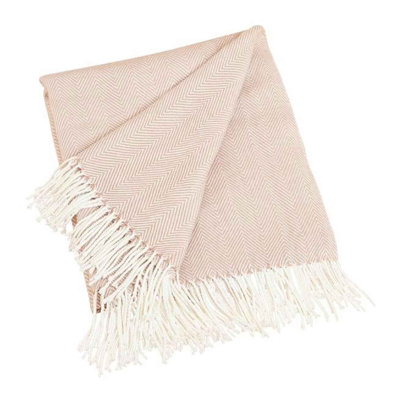 50"X60" Herringbone Tassel Fringe Throw Blanket - Saro Lifestyle