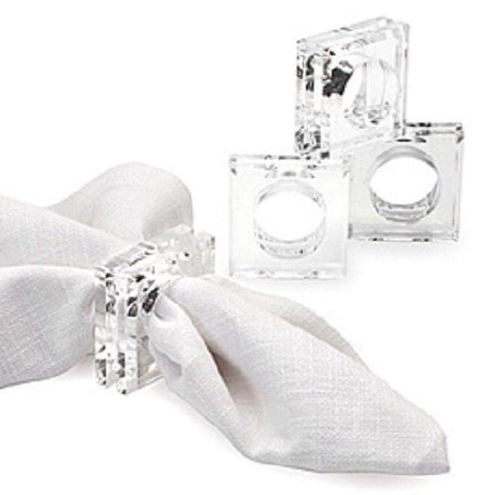 Clear Acrylic Square Beveled Napkin Rings Set of 4