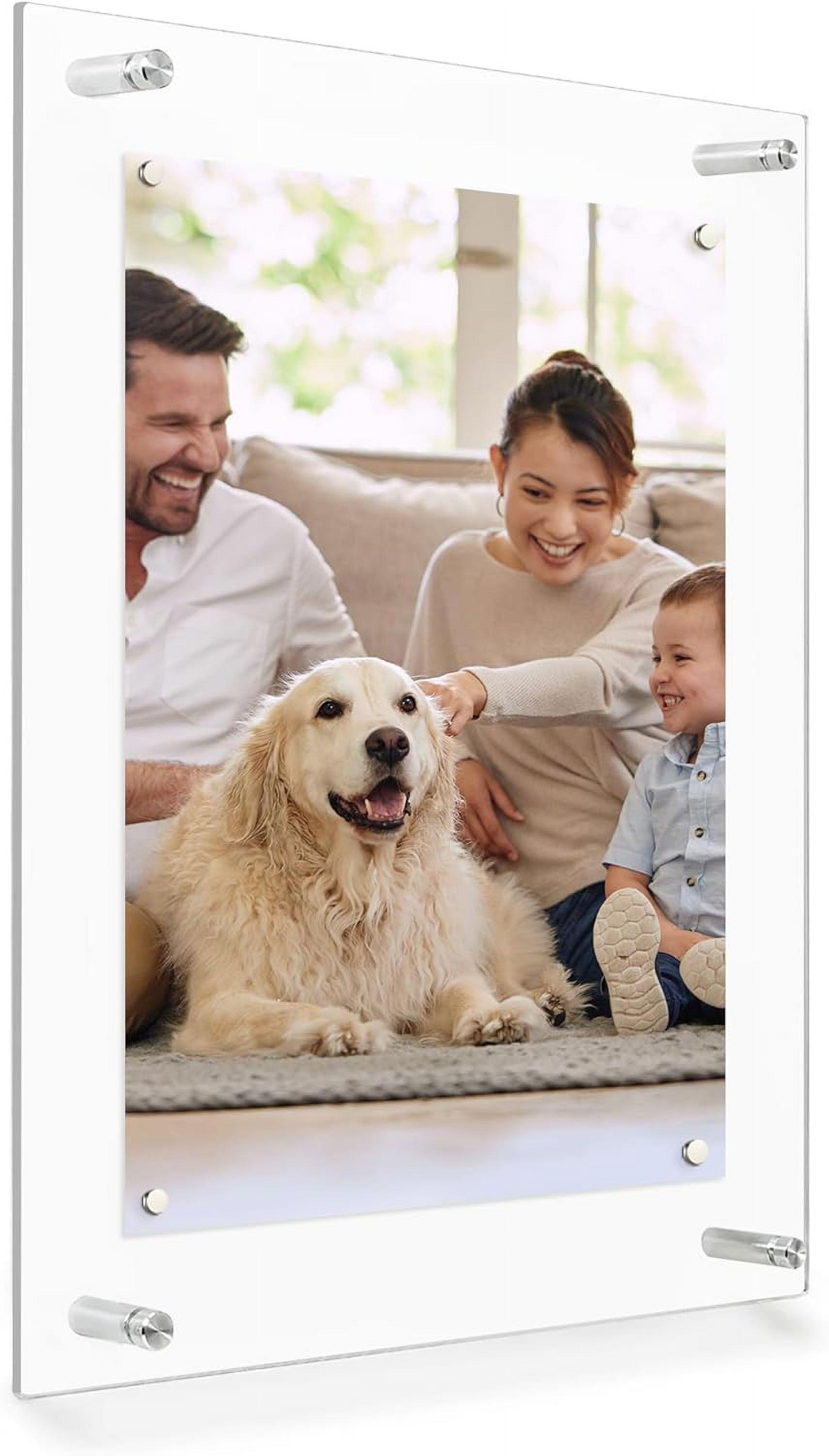 Acrylic Magnetic Picture Frames 21x27, for Photo up to 18x24 inches - Chrome Wall mount standoffs with Magnets