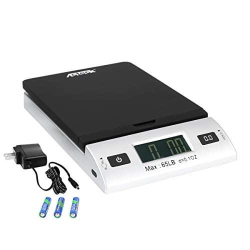 Acteck A-CK65BS 65LBx0.1OZ Digital Shipping Postal Scale with Batteries and AC Adapter, Black Silver