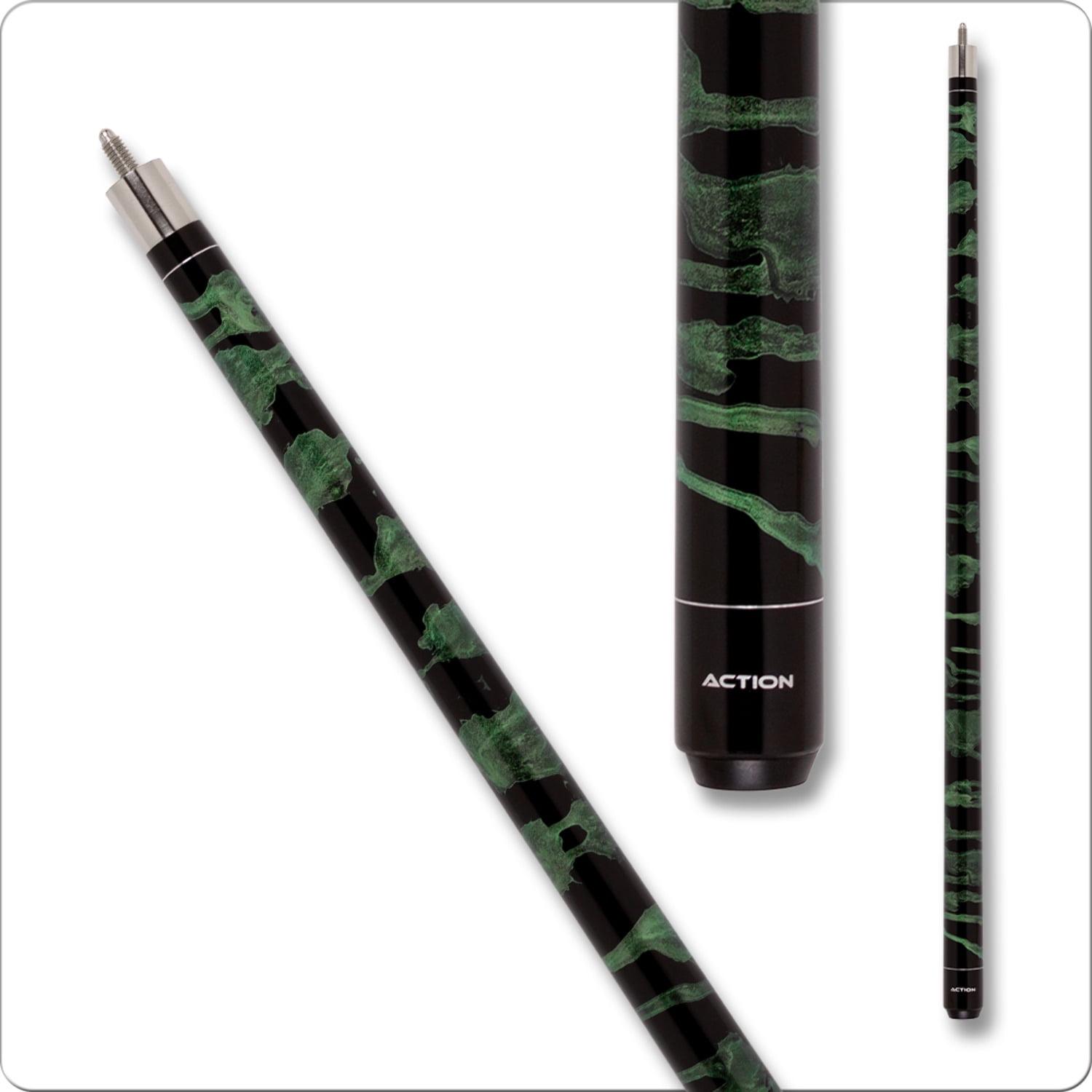 Action 18oz Black and Green Hard Rock Maple Pool Cue